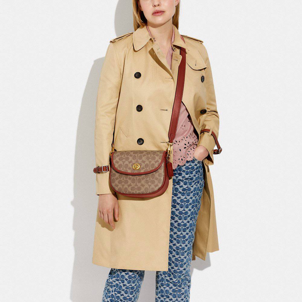 Coach Willow Saddle Bag In Signature Canvas in Tan/Rust - Coach Retail - Image 4