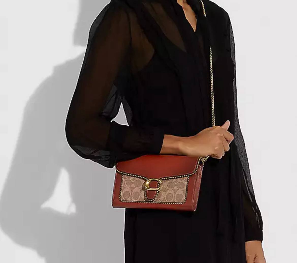 Coach Tabby Chain Clutch In Signature Canvas With Beadchain Tan Rust - Coach Retail - Image 4