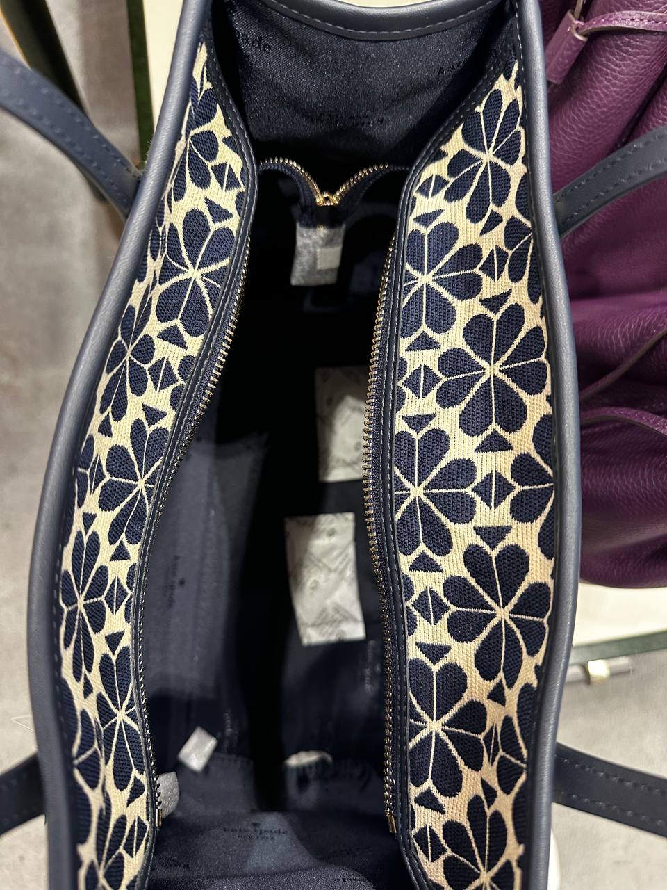 Kate Spade Market Spade Flower Jacquard Medium Tote in Blue Multi - Retail transfer - Image 4
