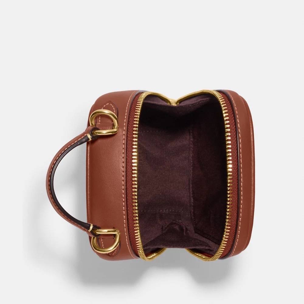 Coach Eva Phone Crossbody In Colorblock Micro Signature Canvas In Khaki/Terracotta - Image 3