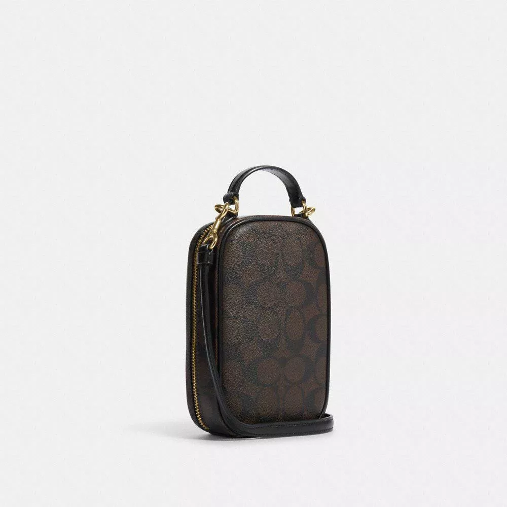 Coach Eva Phone Crossbody In Signature Canvas In Brown/Black - Image 3