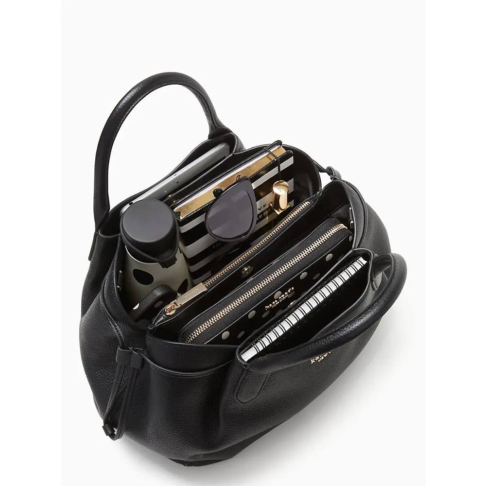 Kate Spade Pebbled Leather Dumpling Large Satchel In Black - Image 4