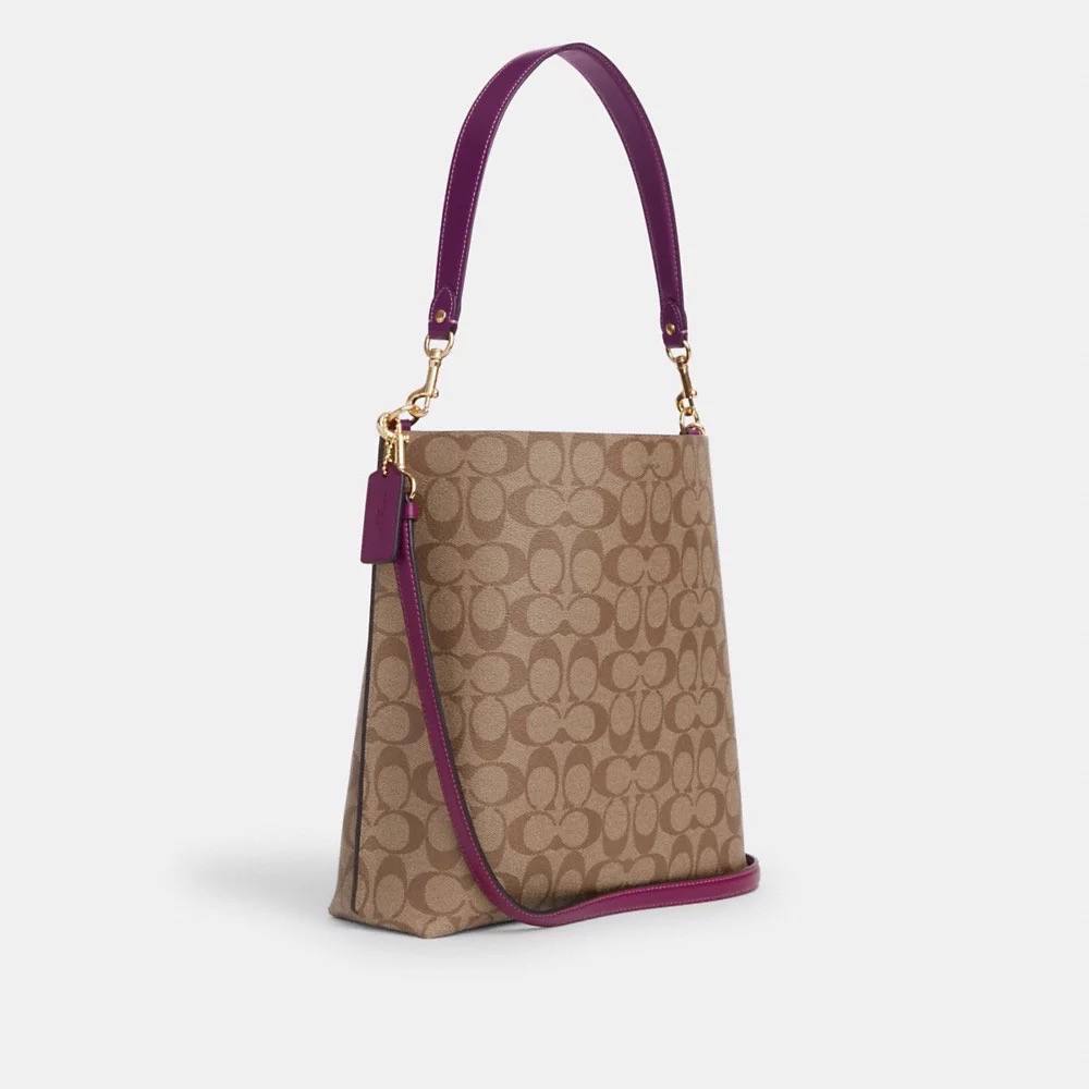 Coach Mollie Bucket Bag In Signature Canvas in Khaki/Deep Berry (CA561) - Image 2