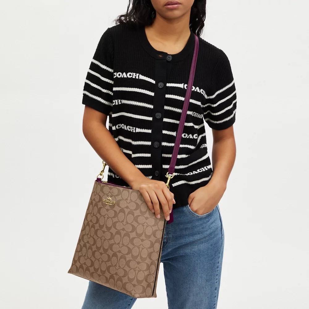 Coach Mollie Bucket Bag In Signature Canvas in Khaki/Deep Berry (CA561) - Image 4