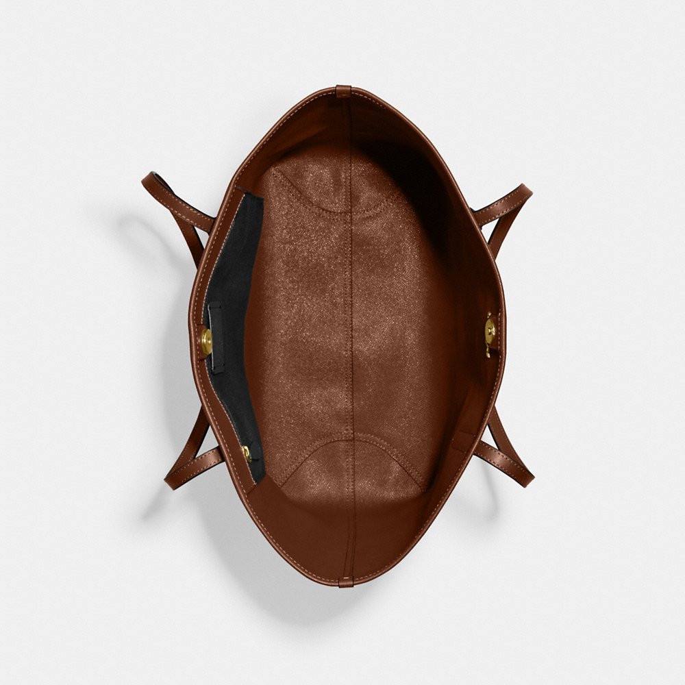 Coach City Tote In Signature Canvas in Brown/Redwood - Image 3