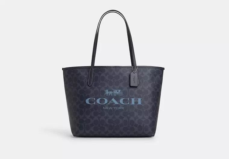 (Pre Order) coach city tote in signature denim navy - Amory