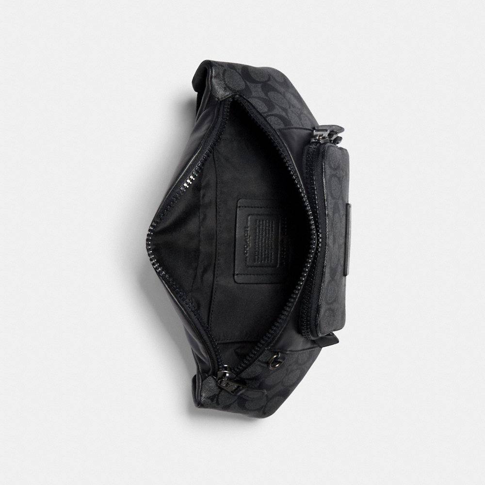 Coach Men Track Belt Bag In Signature Canvas in Charcoal/Black - Image 2