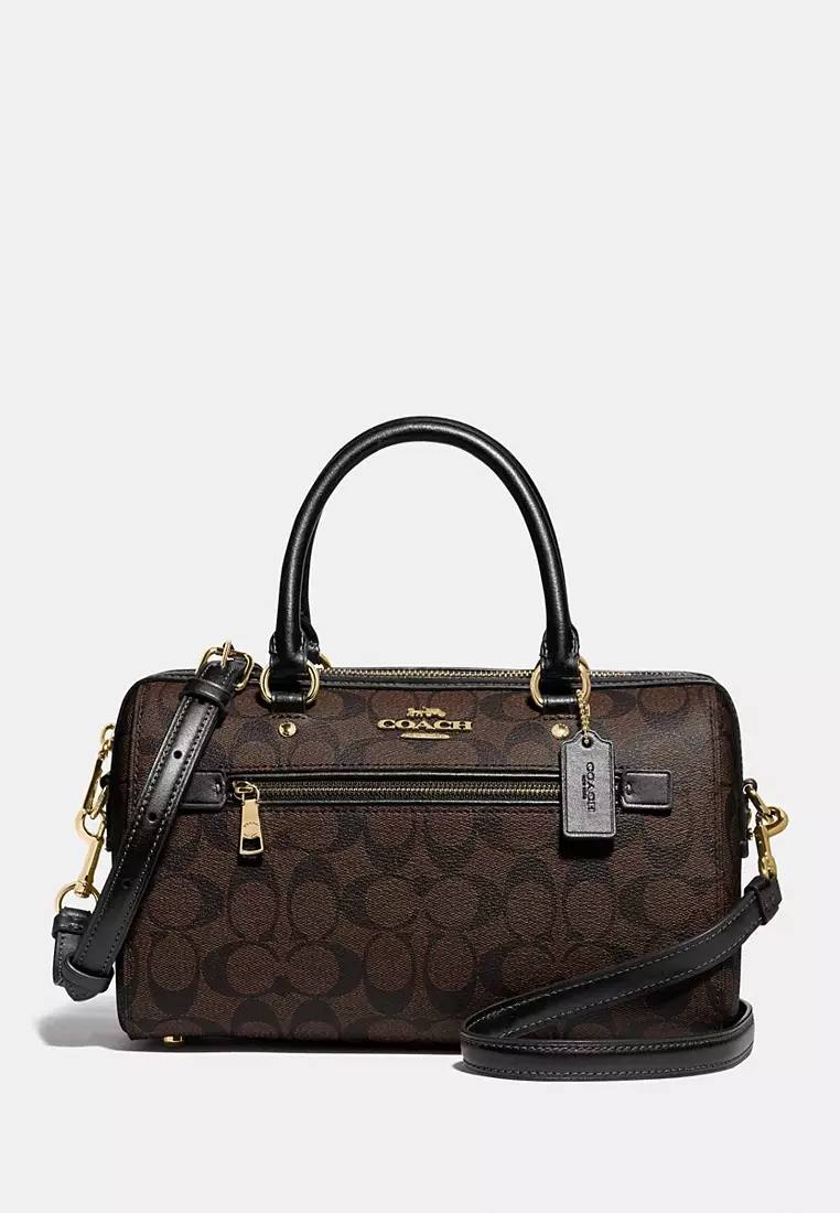 Coach Rowan Satchel In Signature Canvas in Brown Black