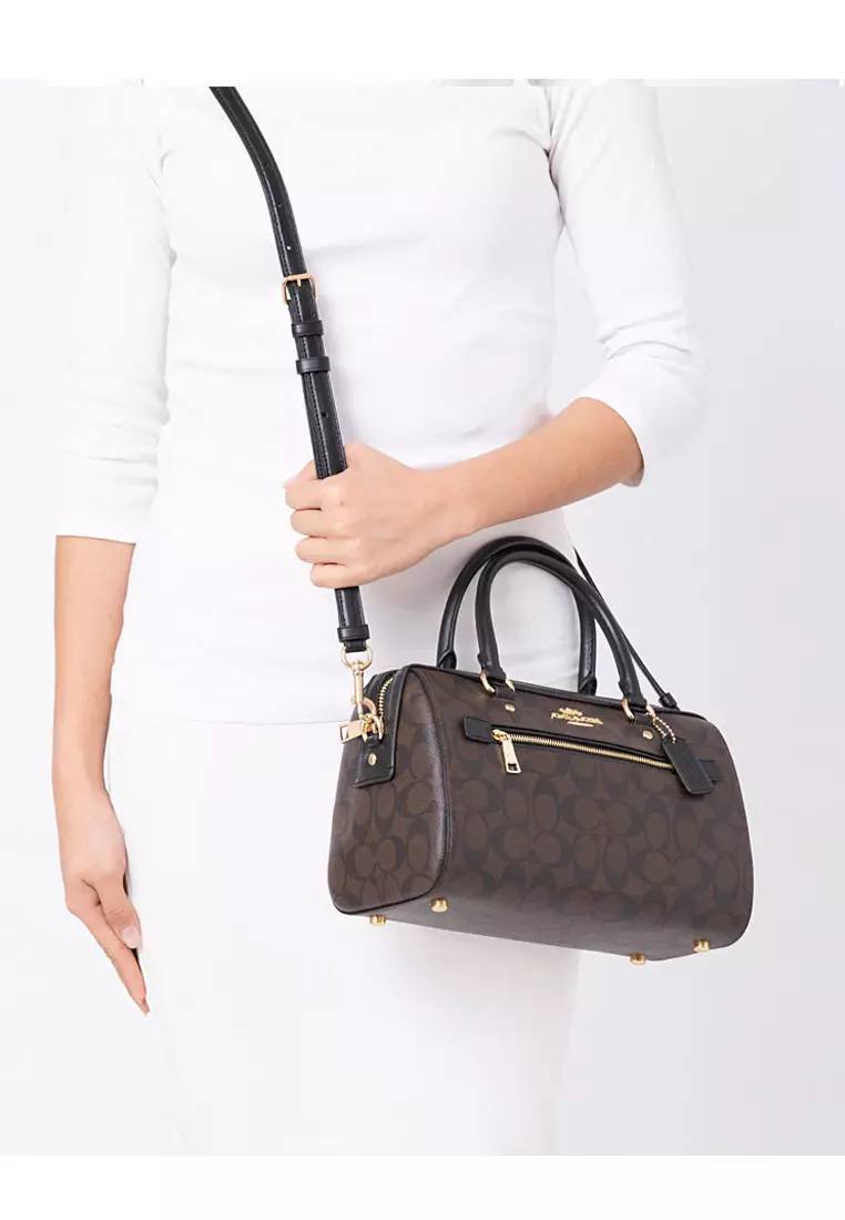 Coach Rowan Satchel In Signature Canvas in Brown Black - Image 4