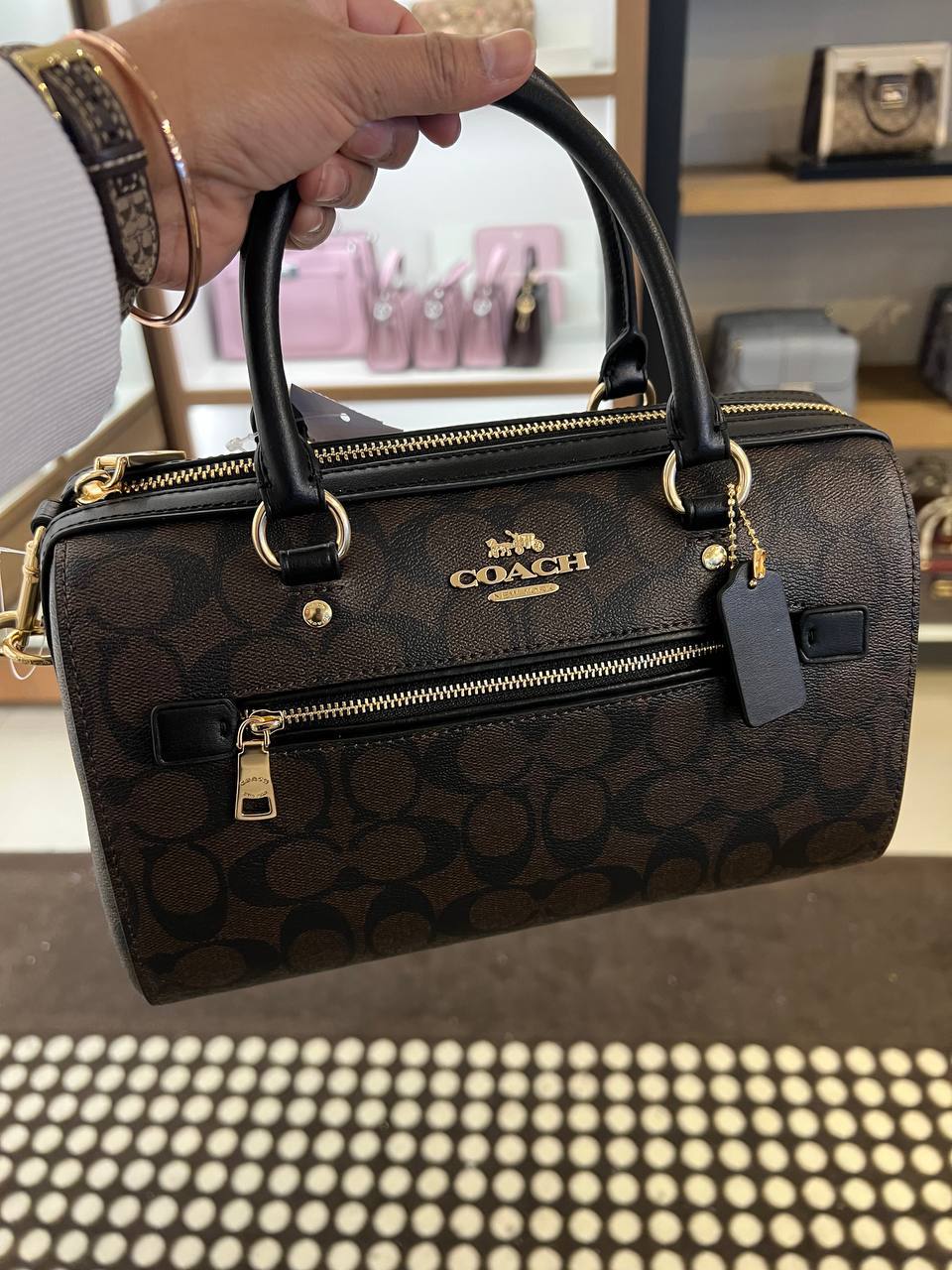 Coach Rowan Satchel In Signature Canvas in Brown Black - Image 2