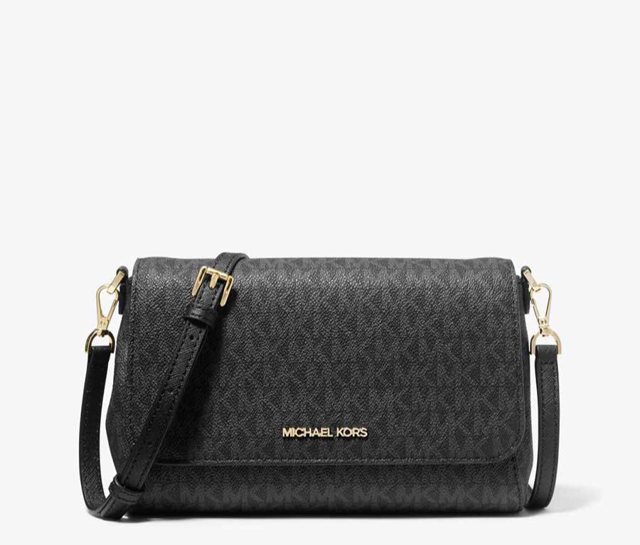 Michael Kors Medium Logo Convertible Crossbody Bag in signature black ...