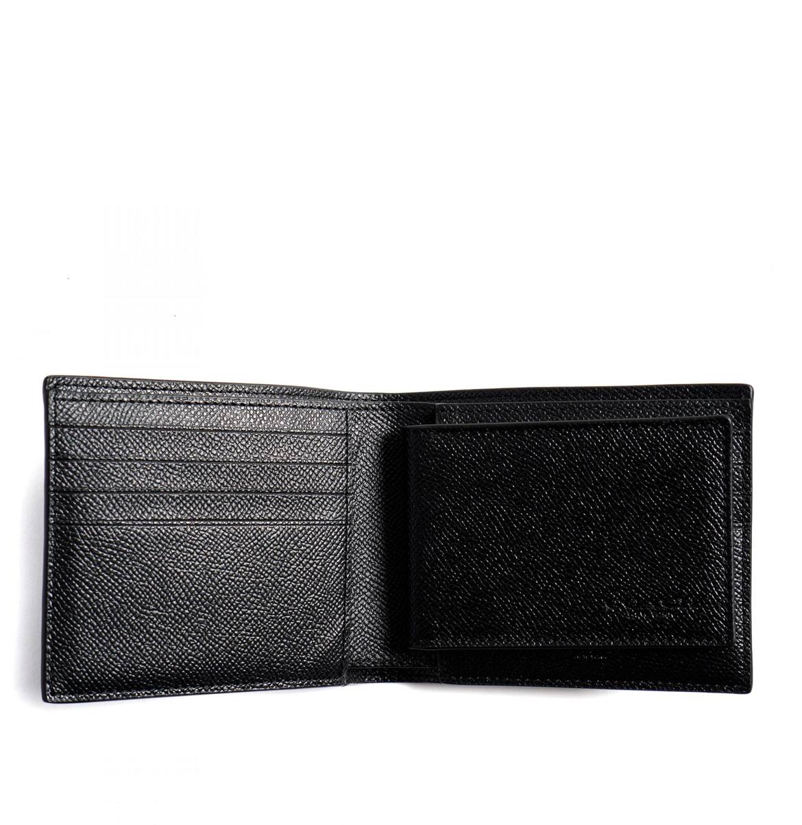 (USA Ready Stock) Coach compact id wallet in crossgrain leather black - Image 3