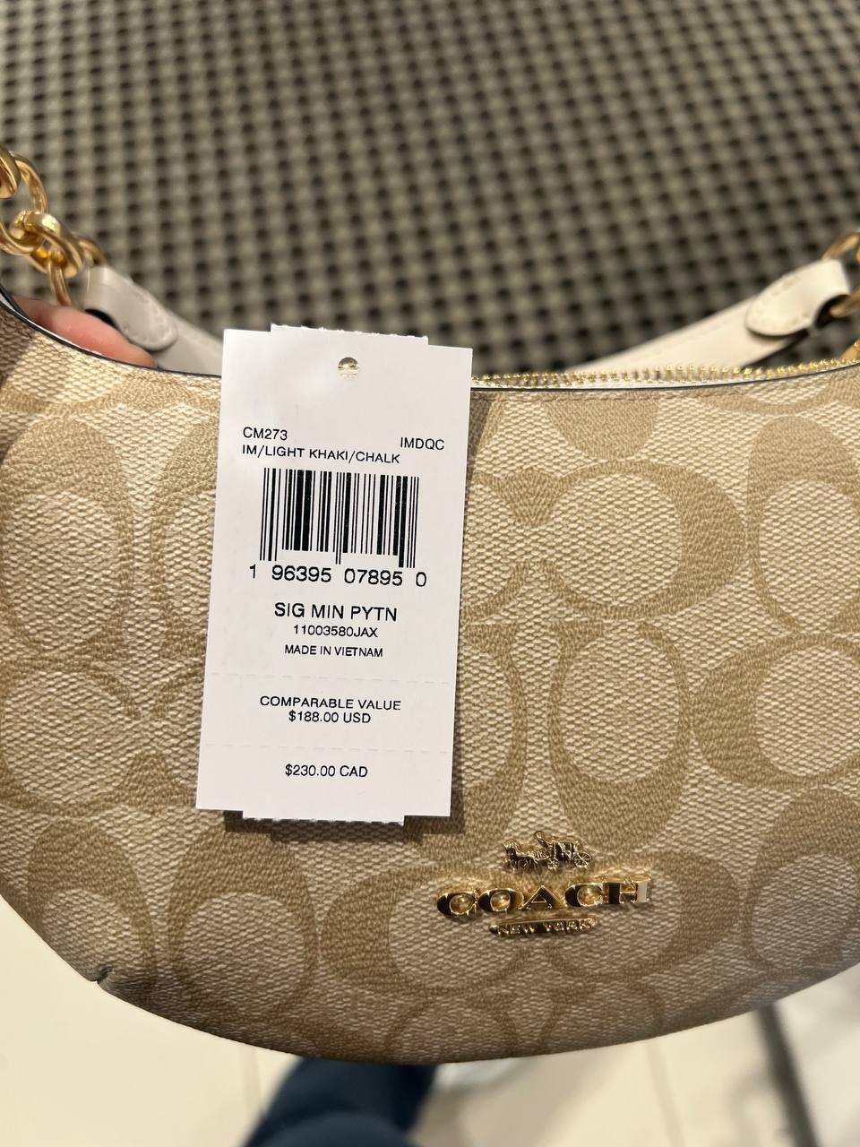Coach Mini Payton Hobo in Signature Light Khaki Chalk - Image 3