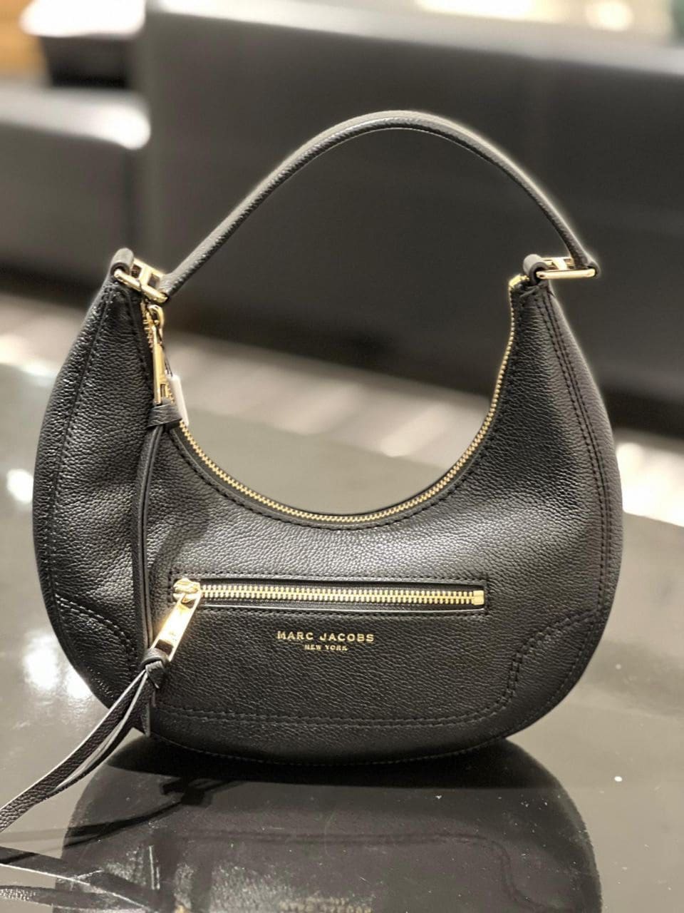 Pre Order Marc Jacobs Small Crescent Leather Shoulder Bag In Black