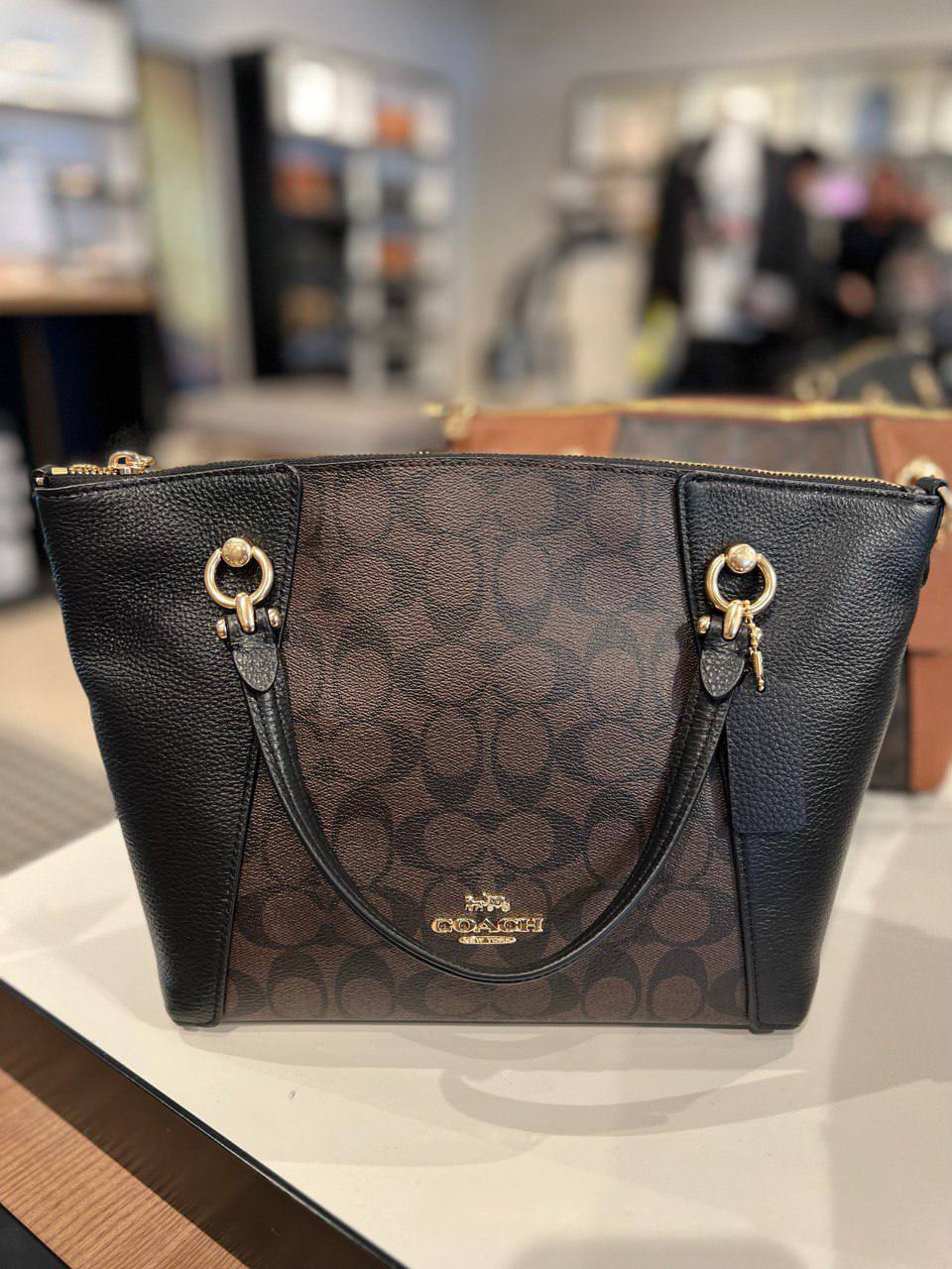 (USA Ready Stock) coach kacey satchel in signature brown black