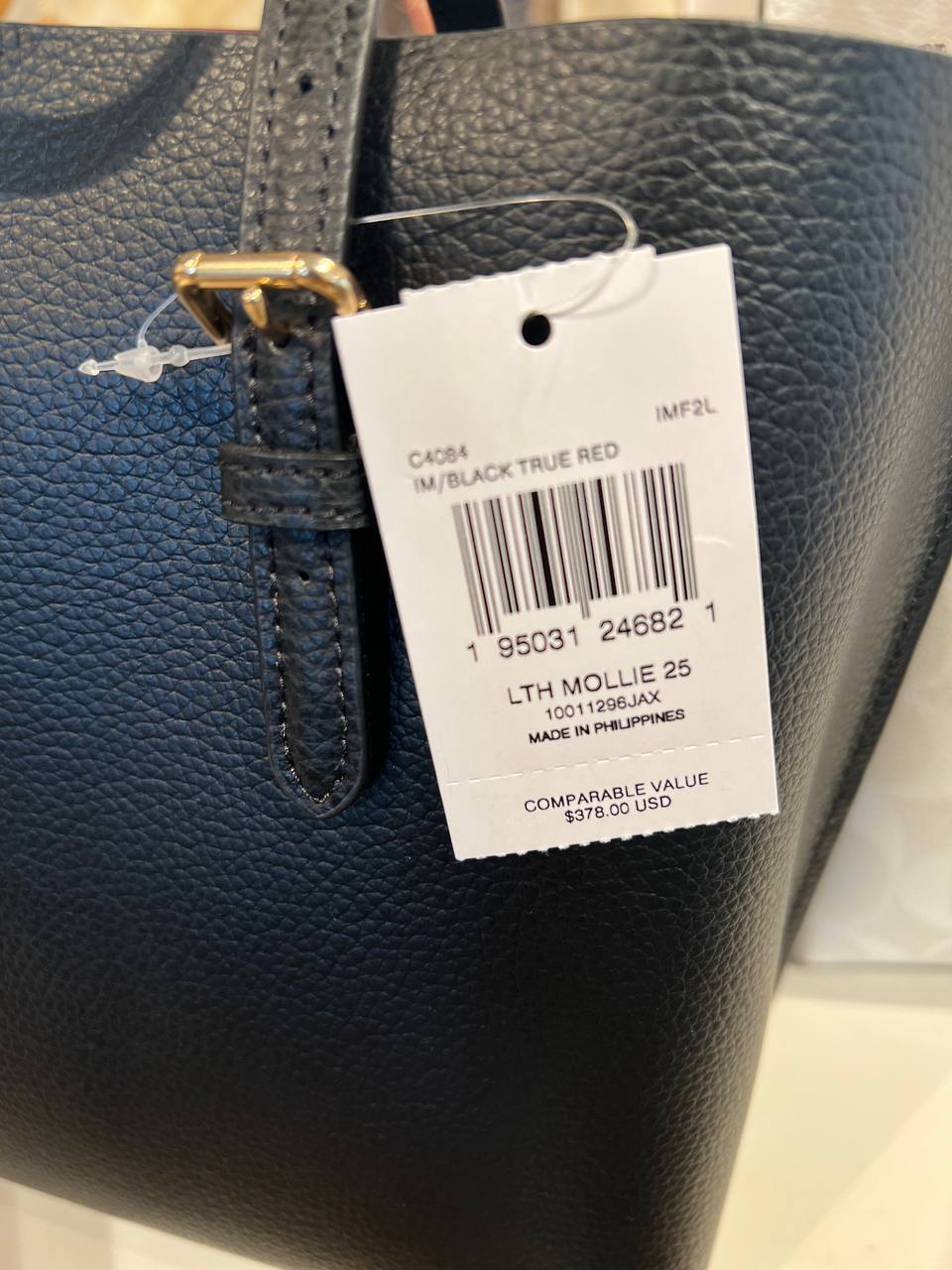 Coach Mollie Tote 25 in Black/True Red (C4084) Amory