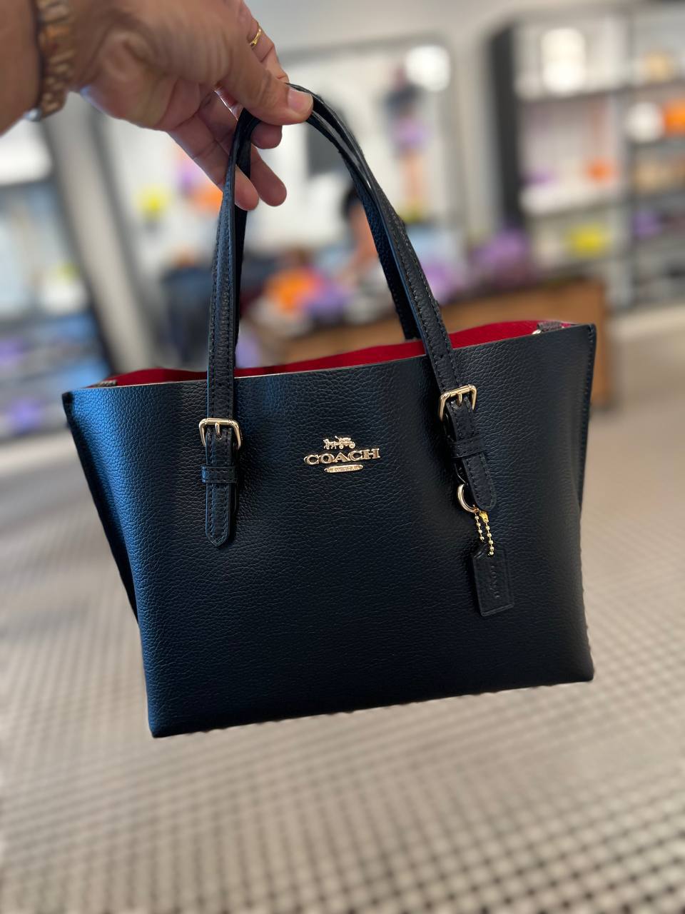 Coach Mollie Tote 25 in Black/True Red (C4084) - Image 2