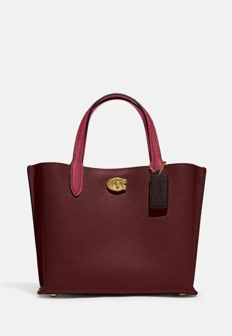Coach Willow Tote 24 In Colorblock Wine - retail transfer