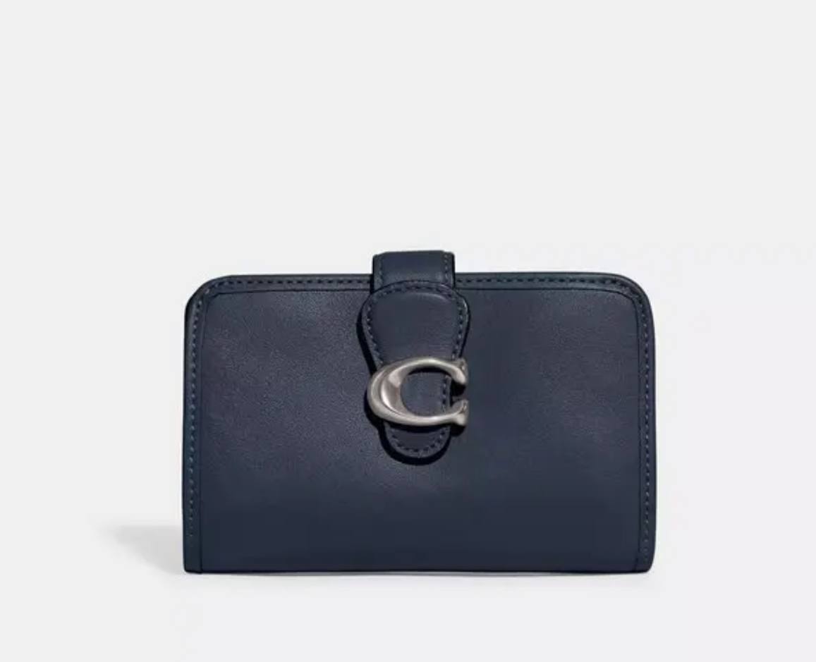 (USA ready stock)Coach Tabby Medium wallet in Silver/Denim - retail transfer