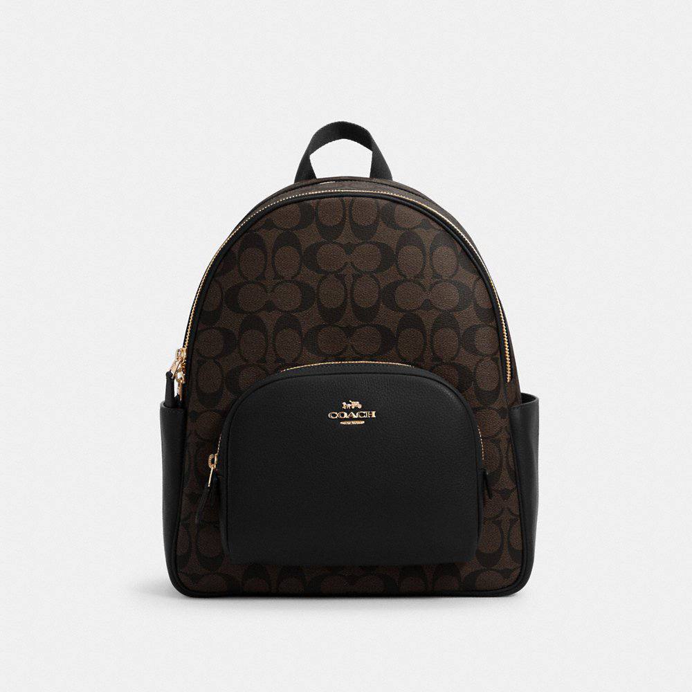 Coach Signature Court Backpack in Brown/Black
