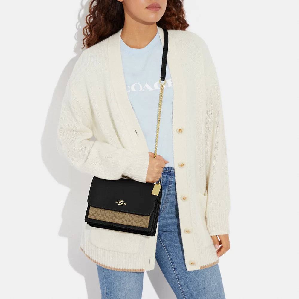 (USA ready stock) Coach klare crossbody in signature canvas khaki black - Image 3