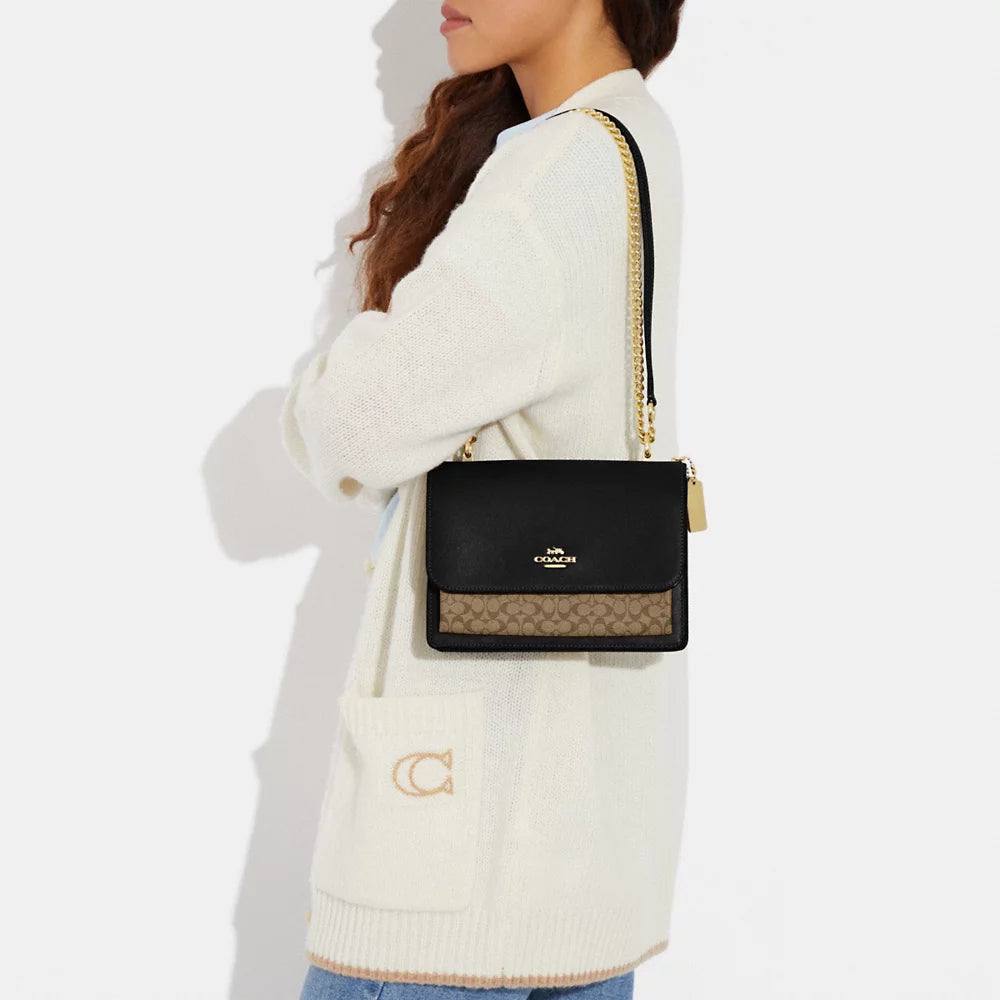(USA ready stock) Coach klare crossbody in signature canvas khaki black - Image 4