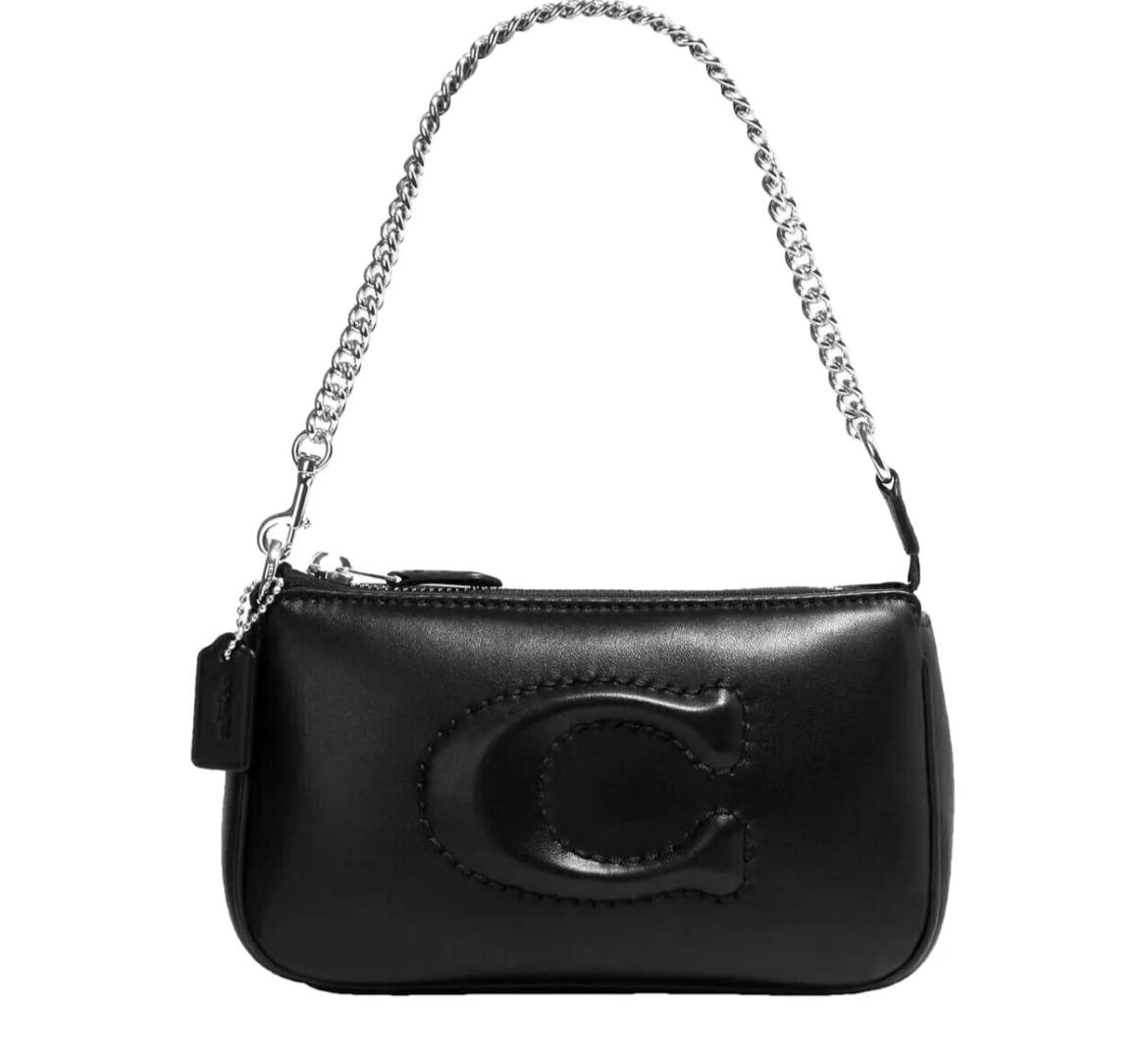 coach nolita 19 in chain black pillow quilted