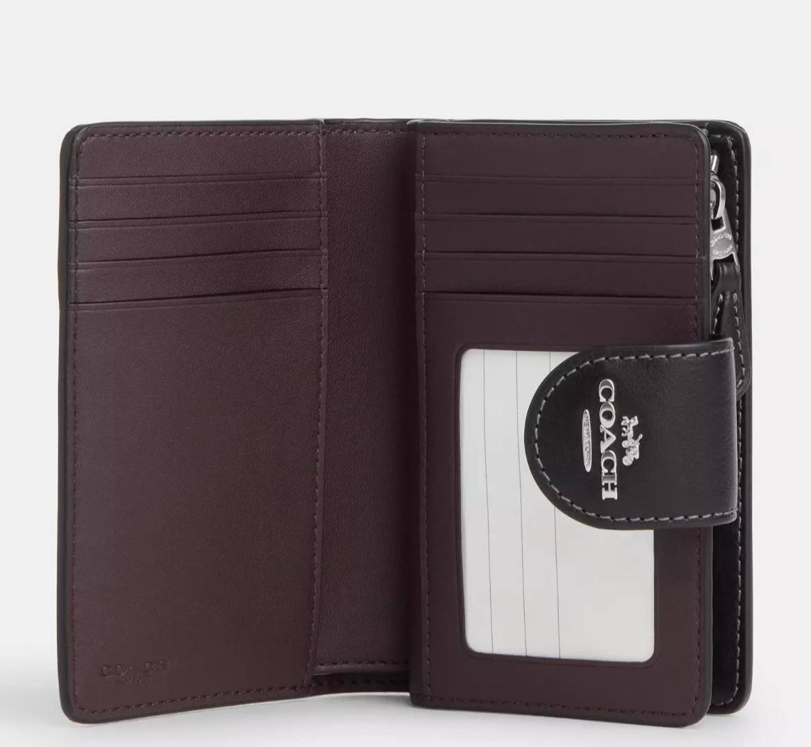 coach medium corner zip wallet in brown black multi heart - Image 2