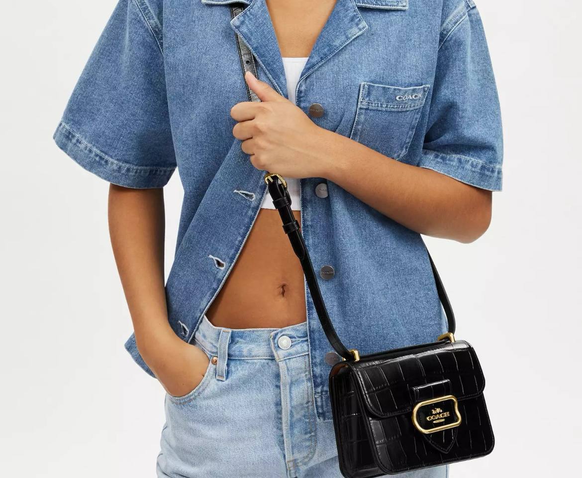 Coach morgan square crossbody in croc black - Image 7