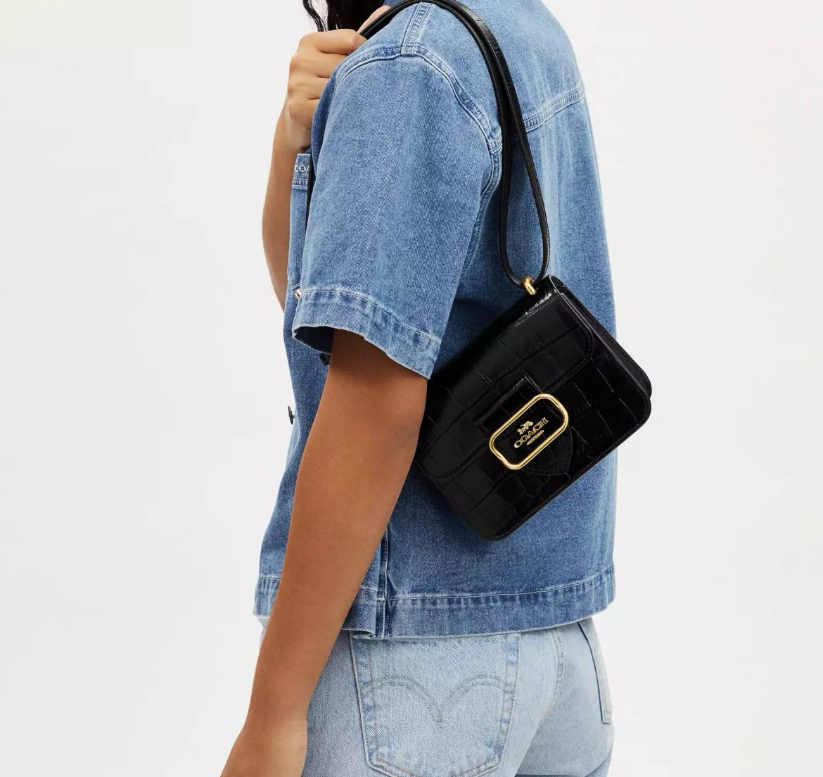 Coach morgan square crossbody in croc black - Image 6