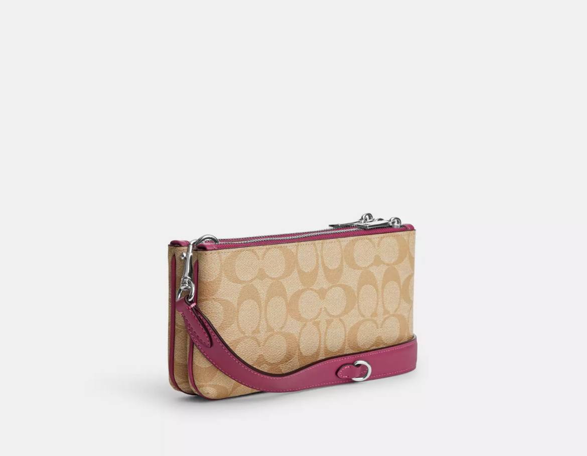 (USA ready stock)coach double zip crossbody in light khaki light raspberry - Image 2
