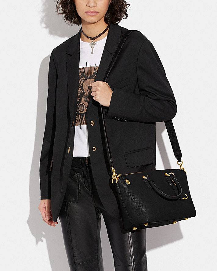 coach cara satchel pebble leather in black - Retail Transfer - Image 5