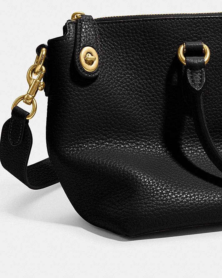 coach cara satchel pebble leather in black - Retail Transfer - Image 3