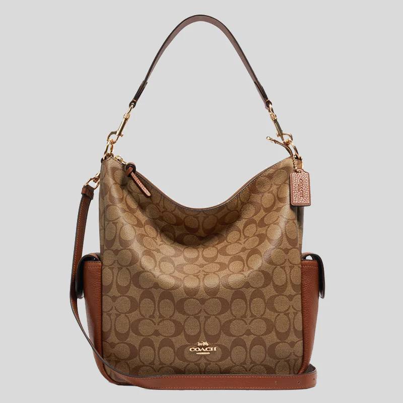Coach Pennie Shoulder Bag In Signature Canvas Khaki Redwood C1523
