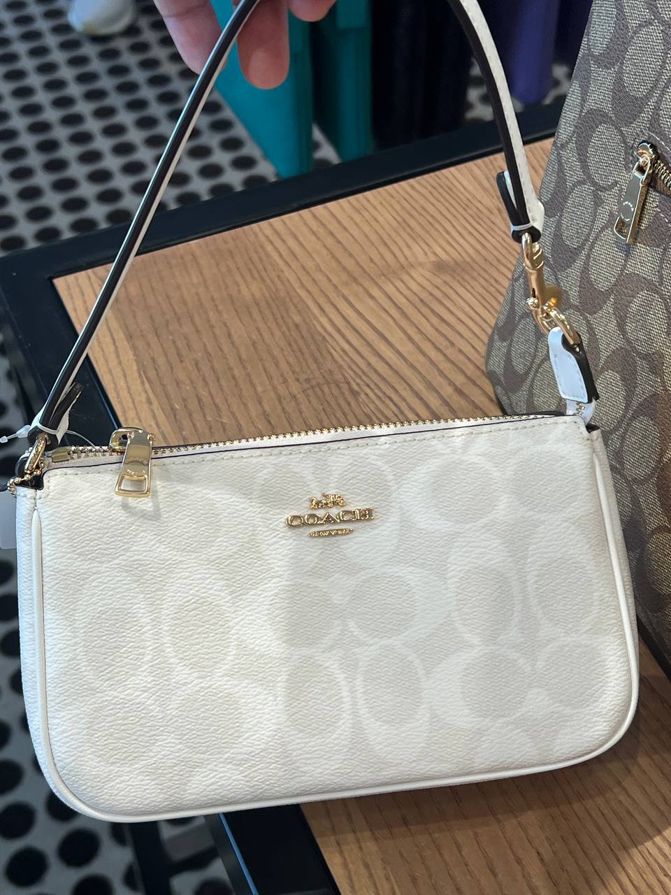 Coach Nolita 19 in Blocked Signature Canvas in Glacier White - Image 7