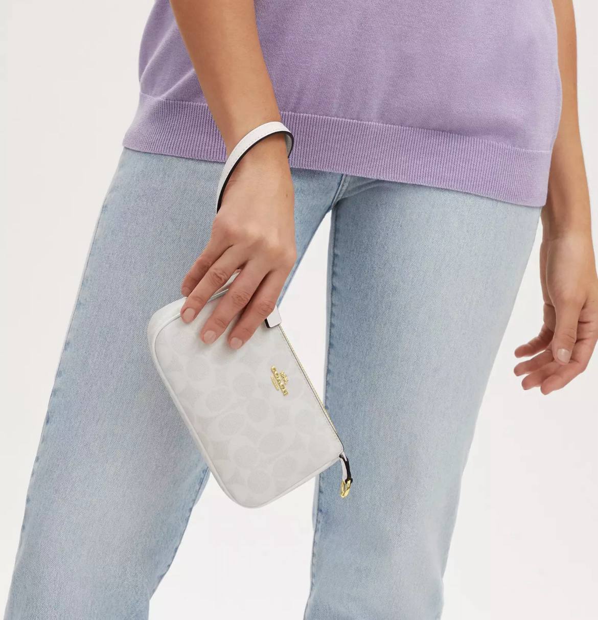 Coach Nolita 19 in Blocked Signature Canvas in Glacier White - Image 3