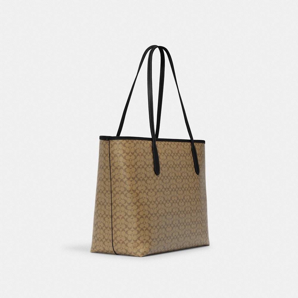 Coach Micro City Tote In Signature Canvas in Khaki/Black (CJ942) - Image 2