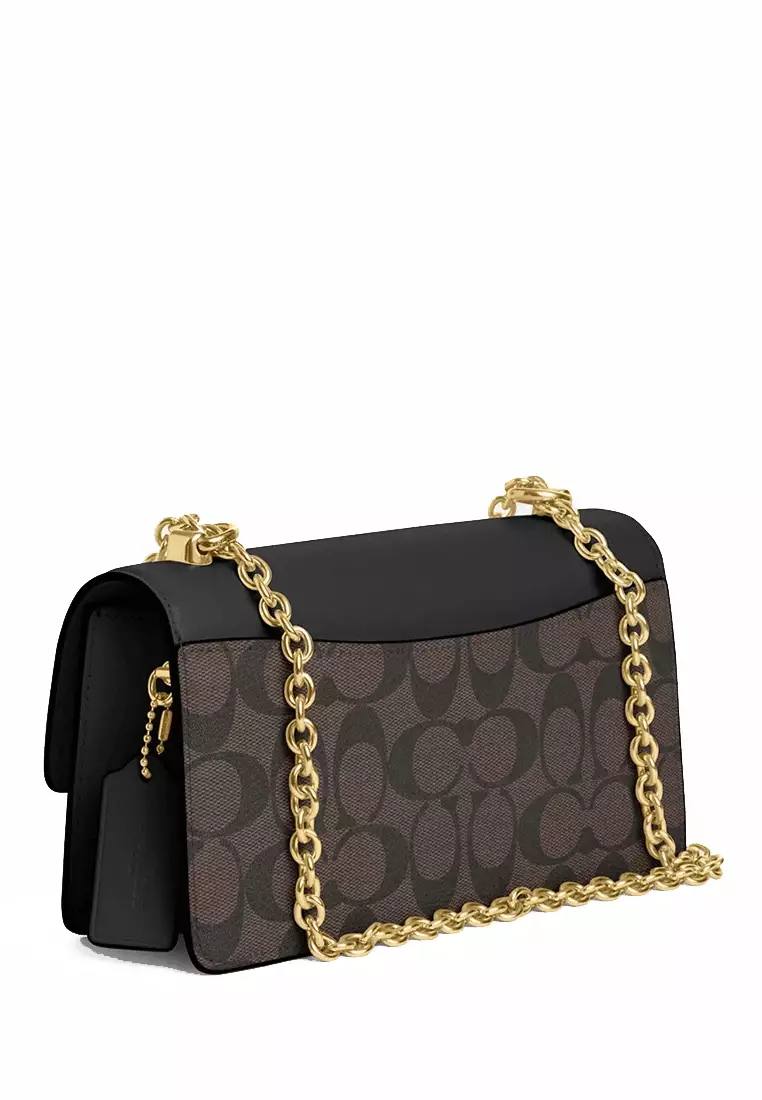 Coach eliza flap crossbody in signature canvas in brown black - Image 2