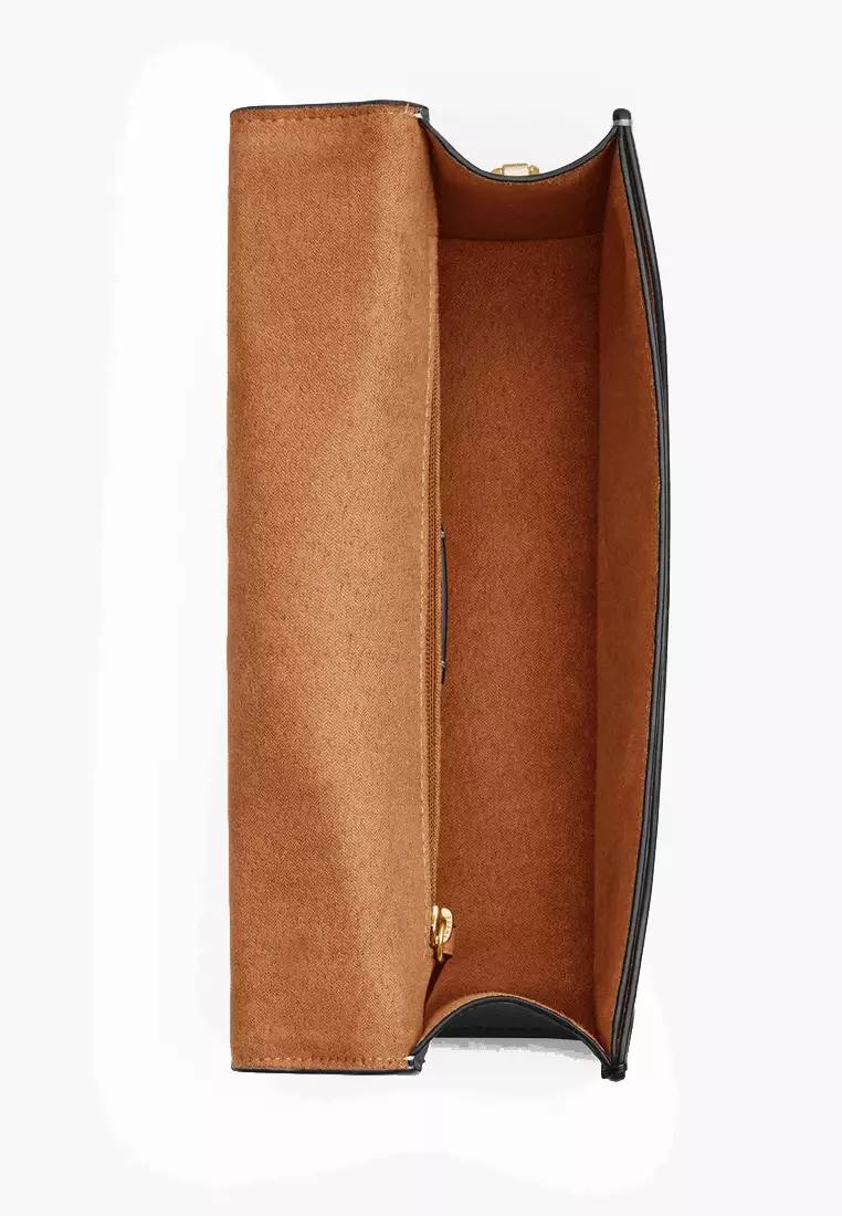 Coach eliza flap crossbody in signature canvas in brown black - Image 3