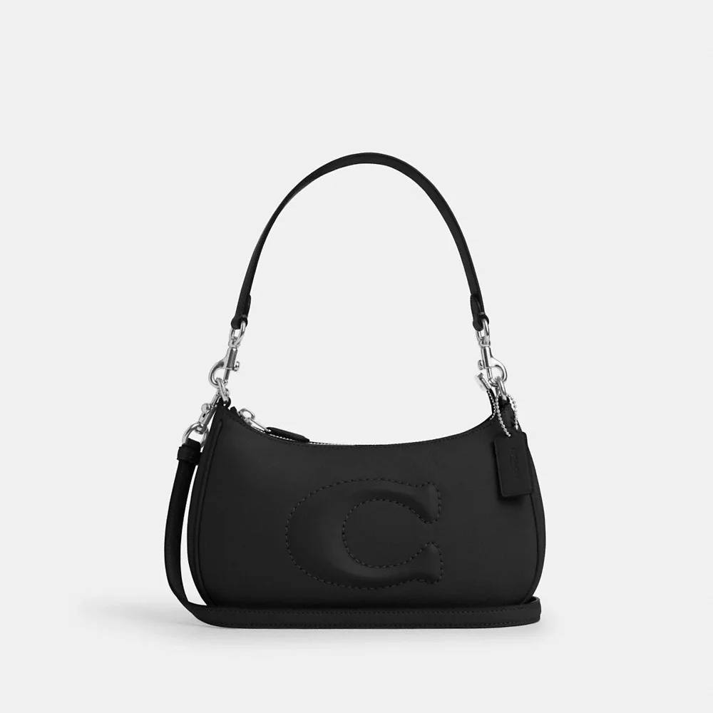 Coach teri shoulder bag in black silver hardware