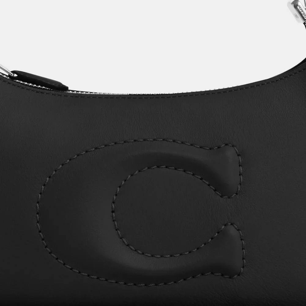Coach teri shoulder bag in black silver hardware - Image 3
