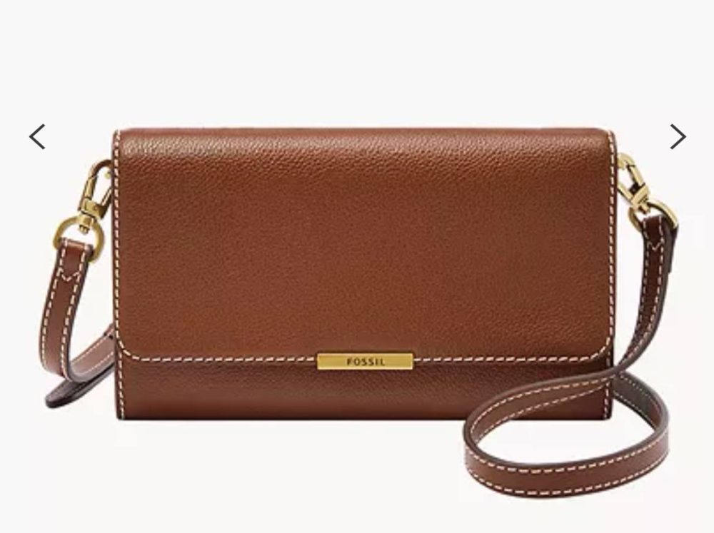 (USA Ready Stock) fossil jori wallet crossbody in medium brown