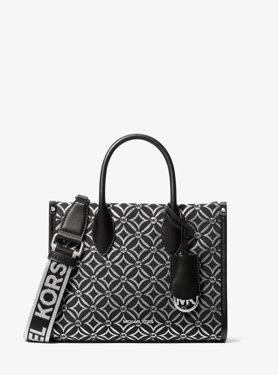 Michael Kors mirella small metallic logo jacquard crossbody bag in black multi