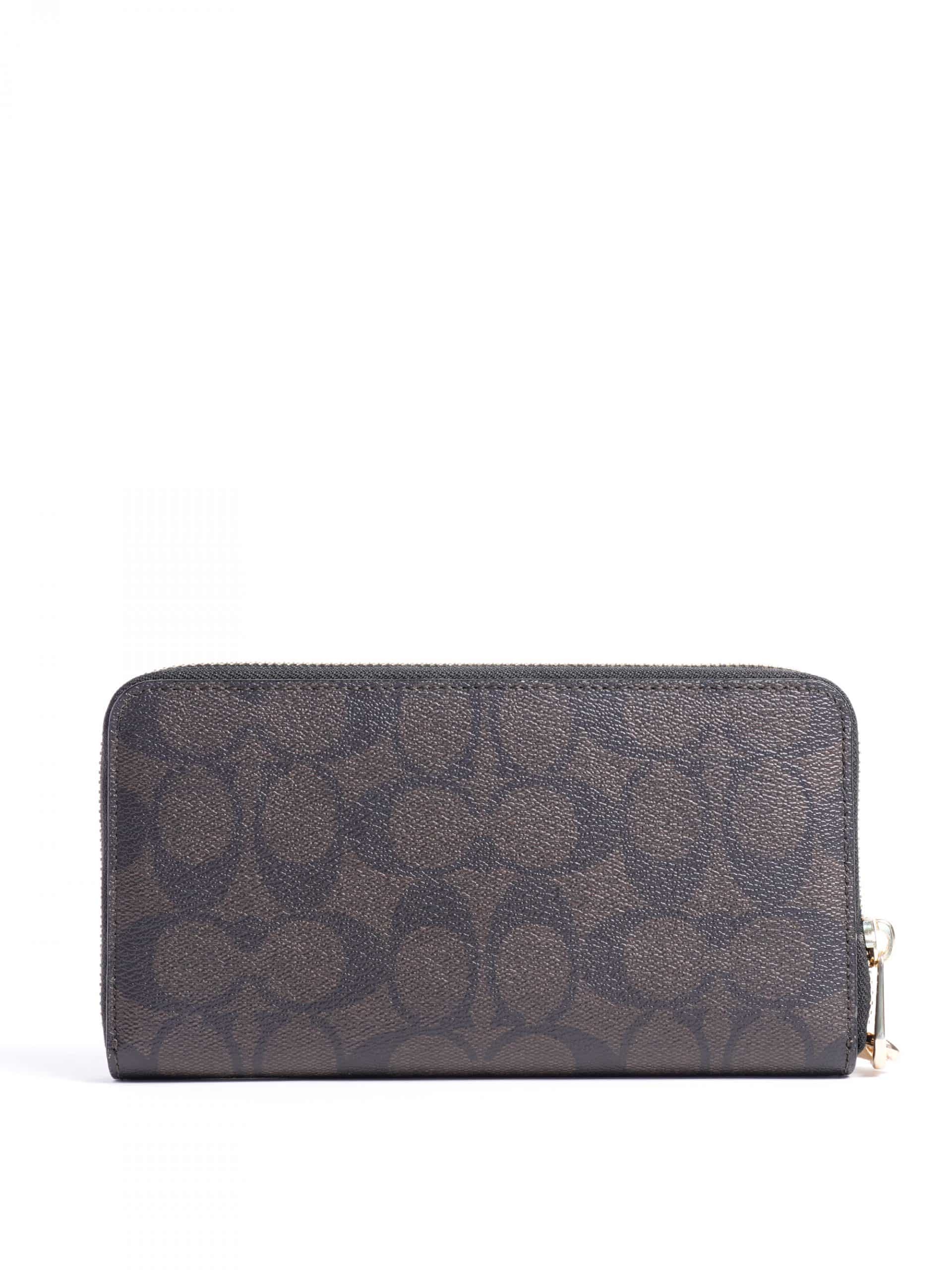 Coach Signature Long Zip Around Wallet In Brown Black - Image 2