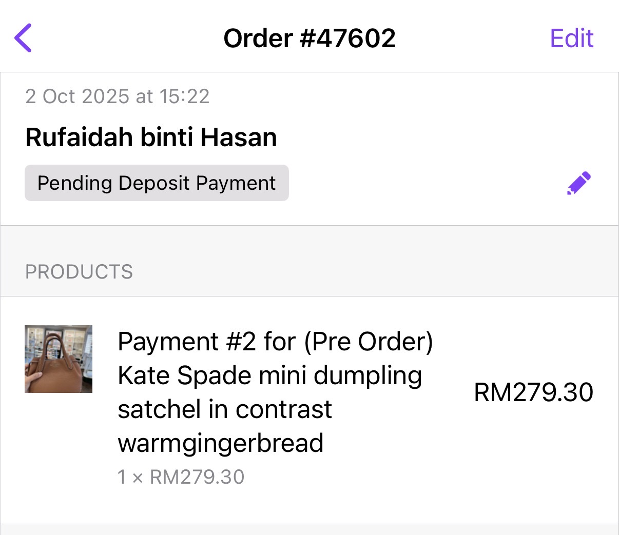 baki Kate Spade mini dumpling warmgingerbread order 47602