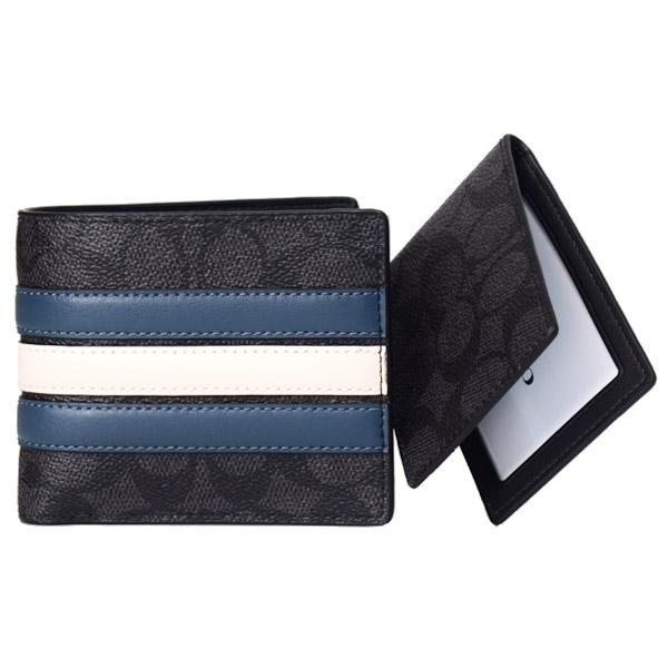 Coach 3 in 1 Signature Varsity Wallet In Charcoal Denim Chalk