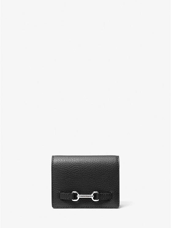 Michael Kors Carson Small Pebble Leather Flap Wallet in Black