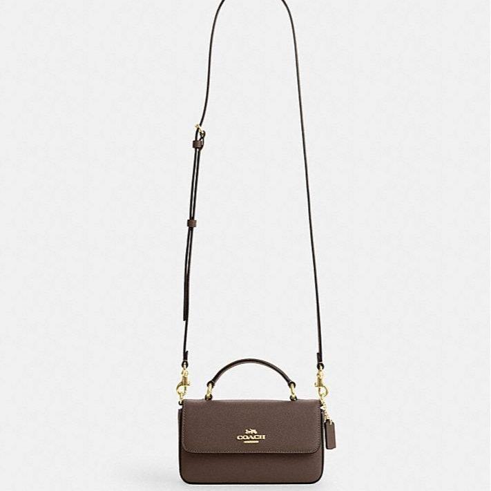 Coach Mini Josie Top Handle Crossbody Crossgrain Leather in Dark Stone - Image 3