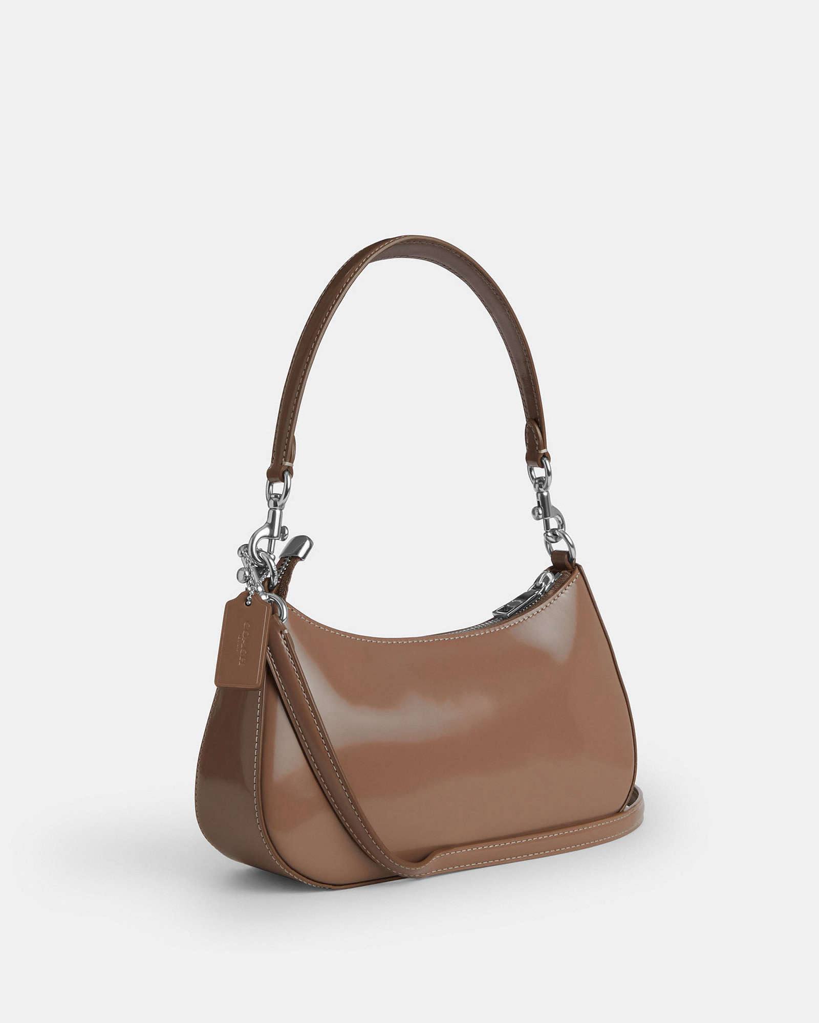 Coach Teri Shoulder Spazzolato Leather in Dark Stone - Image 6