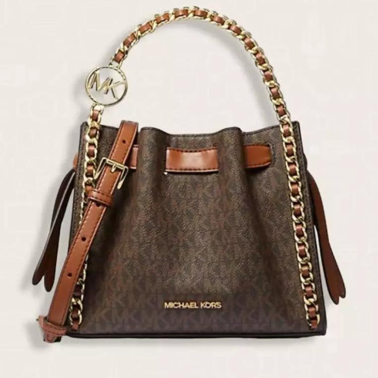 Michael Kors Mina Small Belted Chain Inly Crossbody in Signature Brown